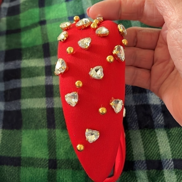 Red Fabric Headband With Hearts And Gold Gems NWT main image 5